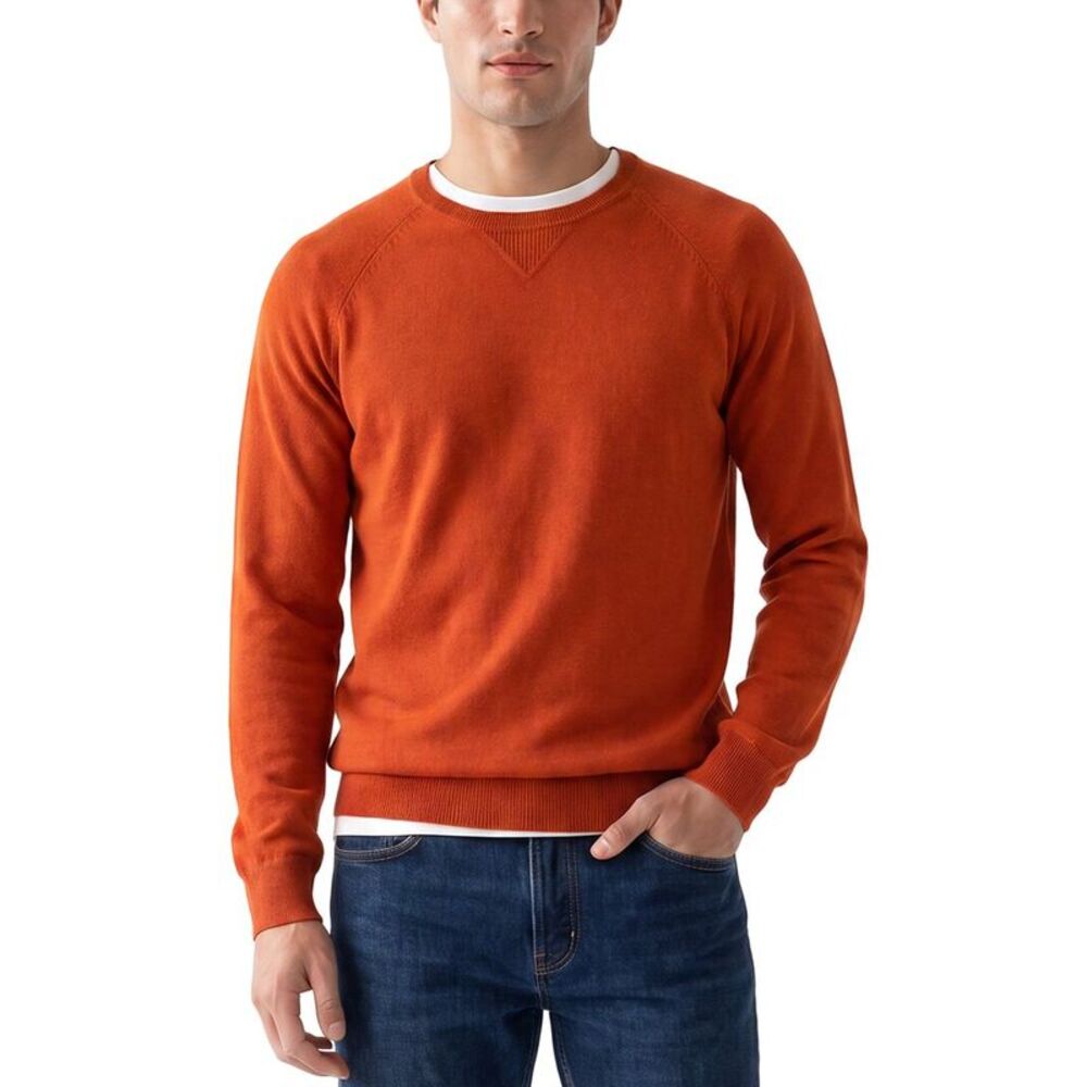 Forte Mens  Cashmere 100% Cashmere Crewneck Sweater, Orange